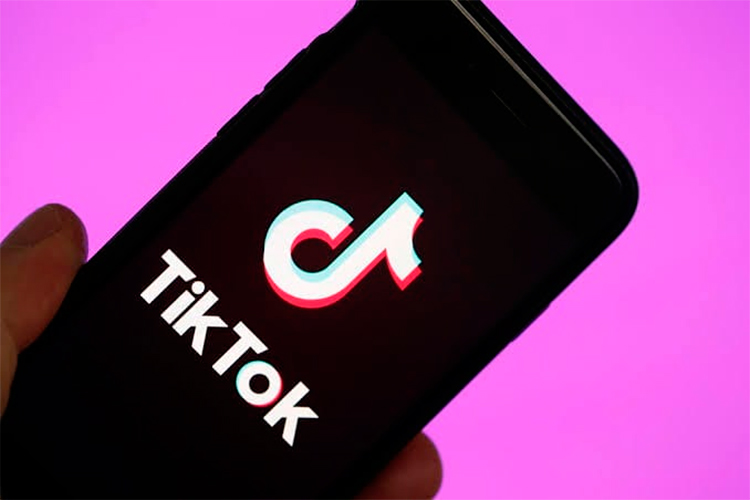 En la pantalla de un smartphone se ve cómo está abierta la aplicación TikTok, aparece el logo de la app. 